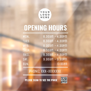 Transparent Opening Times With qr code
