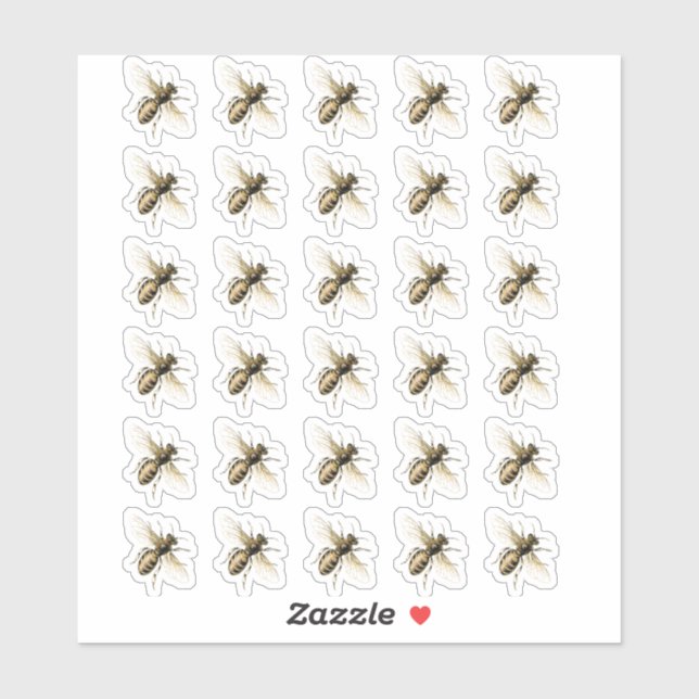 Transparent or White Vintage Honeybee Stickers  (Sheet)