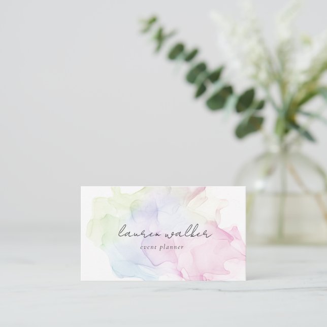 transparent pastel silk  elegant Business Card (Standing Front)