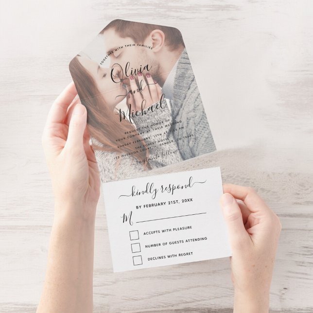 Transparent Photo Wedding Simple Modern All In One Invitation (Creator Uploaded)