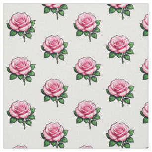 Transparent Pink Rose Flower Fabric