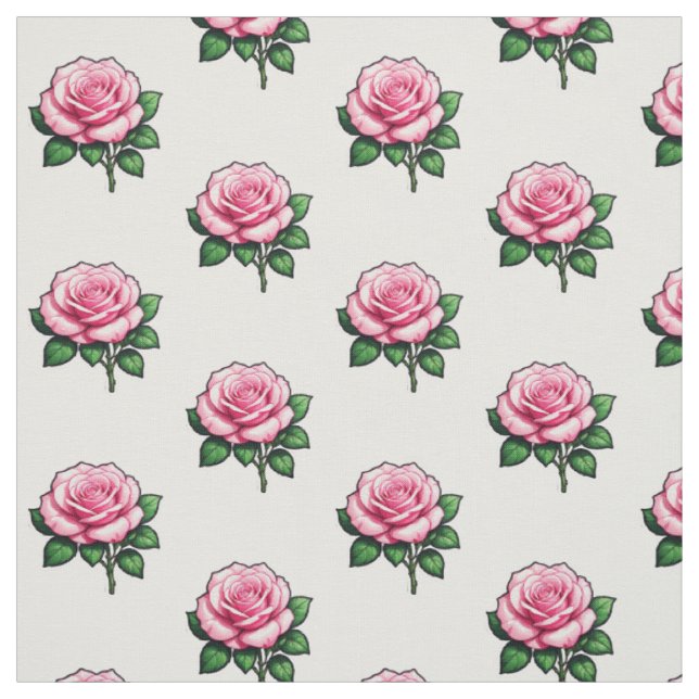 Transparent Pink Rose Flower  Fabric (Swatch)