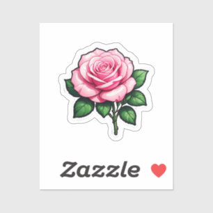 Transparent Pink Rose Flower Sticker