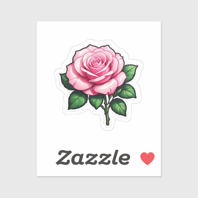 Transparent Pink Rose Flower Sticker (Sheet)