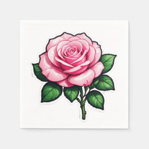 Transparent Pink Rose Flower Sticker Napkin