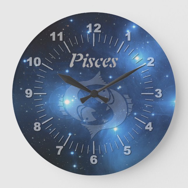 Transparent Pisces Large Clock (Front)