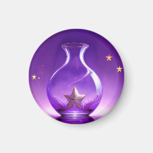Transparent Purple Vase With Star All Under Dome Magnet
