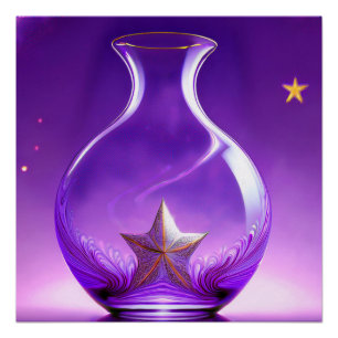 Transparent Purple Vase With Star All Under Dome Poster