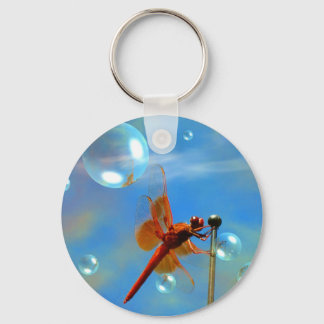 Transparent Red Dragonfly Key Ring
