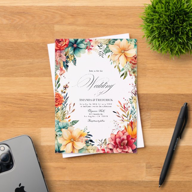 Transparent Romantic Mexican Fiesta Floral Wedding Acrylic Invitations (Insitu (Invitation Card))