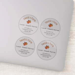 Transparent Round Custom Maple Syrup Stickers