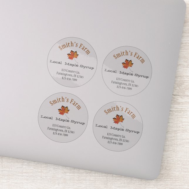 Transparent Round Custom Maple Syrup Stickers (Detail)