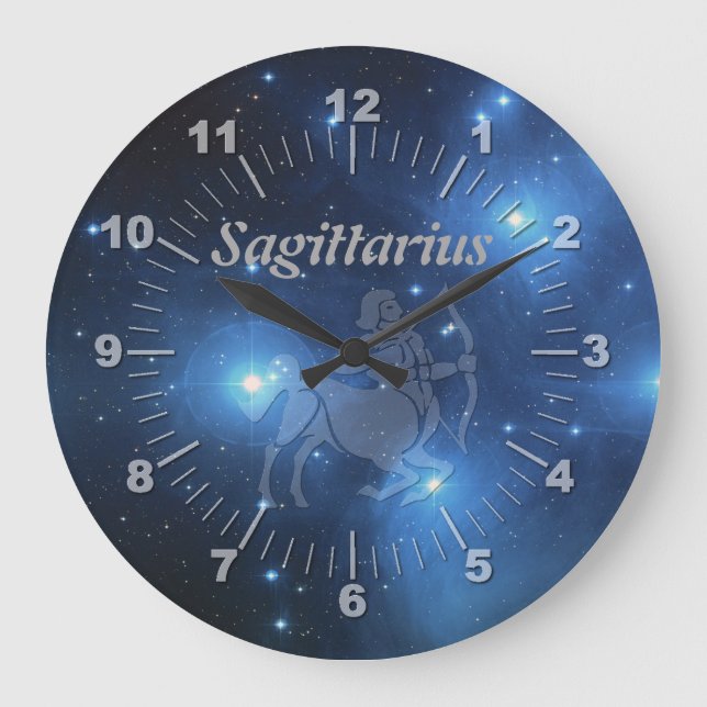 Transparent Sagittarius Large Clock (Front)
