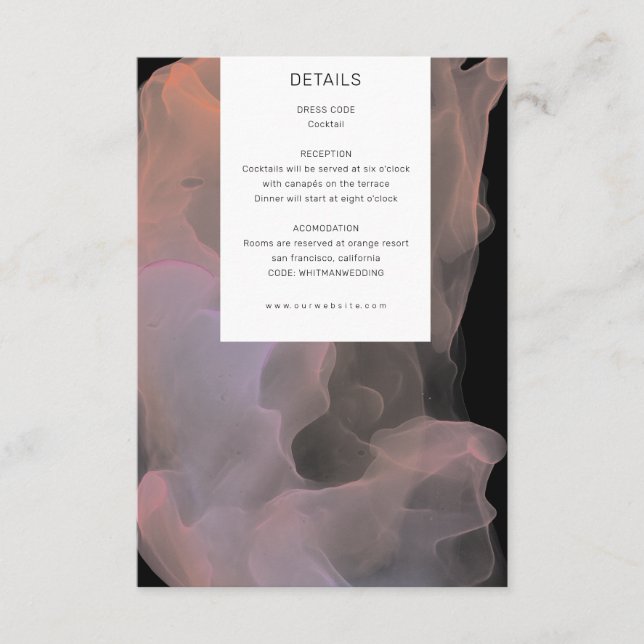 transparent silk elegant modern reception card (Front)