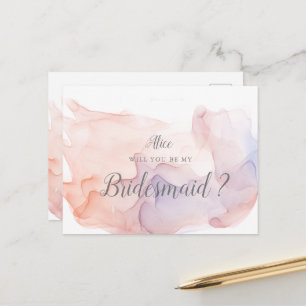 Transparent Silk Modern Bridesmaid Invitation Postcard