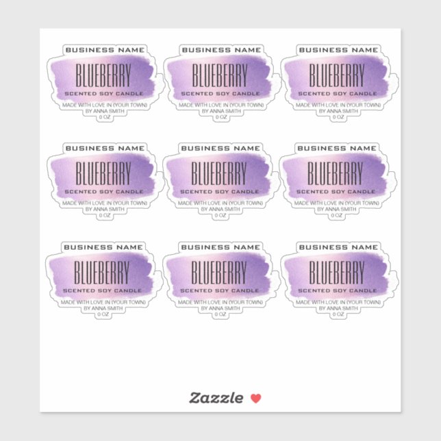 Transparent Soy Candle Labels Purple Holographic (Sheet)