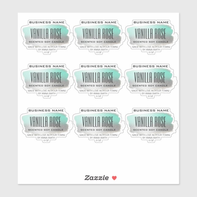 Transparent Soy Candle Labels Turquoise And Silver (Sheet)