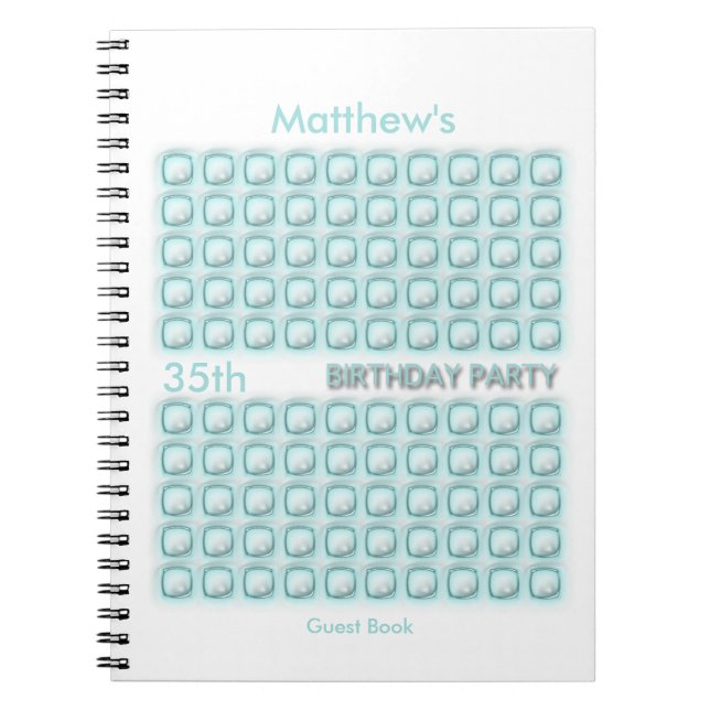 Transparent Squares 35th Birthday Party Guest Book (Front)
