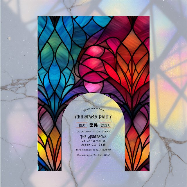 Transparent Stained Glass Christmas Holiday Party Acrylic Invitations (Transparent Stained Glass Christmas Holiday Party Acrylic Invitation)