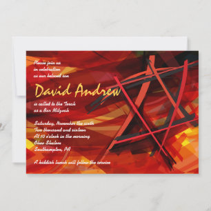 TRANSPARENT STAR Bat Bar Mitzvah Invitation red