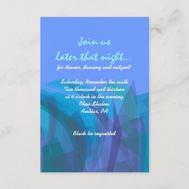 Transparent Star Bat Bar MitzvahReception Card (Front)