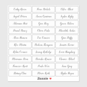 Transparent stylish script guest names sticker