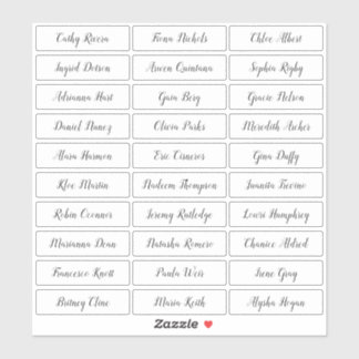 Transparent stylish script guest names sticker