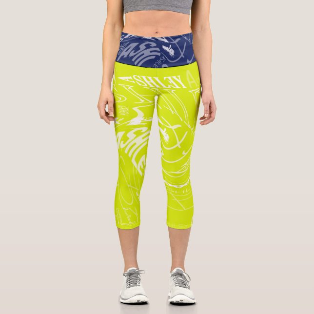 Transparent Swirling repeating Ashley Choose colou Capri Leggings (Front)