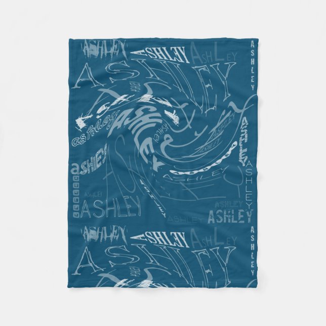 Transparent Swirling repeating Ashley Choose colou Fleece Blanket (Front)