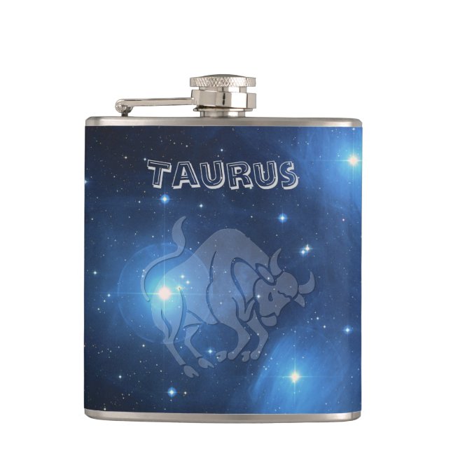 Transparent Taurus Hip Flask (Front)