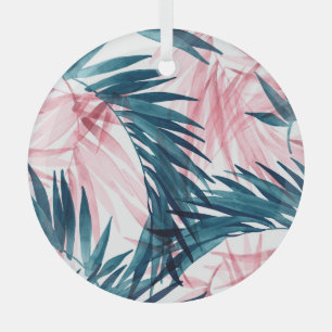 Transparent Tropical: Abstract Floral Watercolor. Glass Tree Decoration