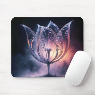 Transparent Tulip With Raindrops Mouse Pad