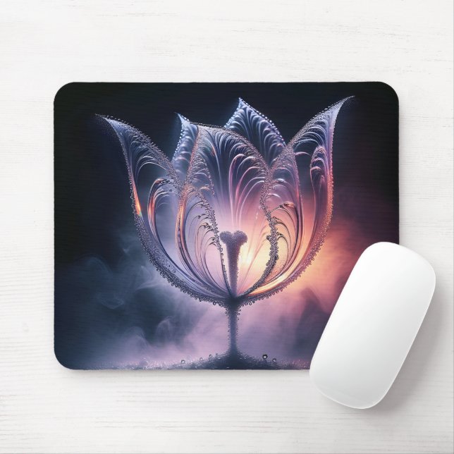Transparent Tulip With Raindrops Mouse Pad (With Mouse)