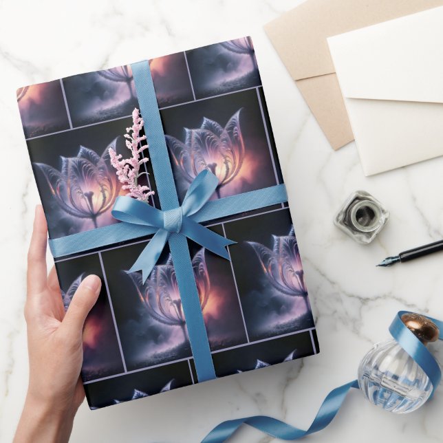 Transparent Tulip With Raindrops Wrapping Paper (Gifting)