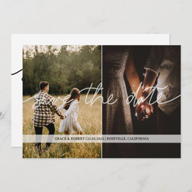 Transparent Two Photo Save The Date Card (Front/Back)