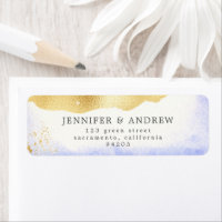 Transparent Watercolor Gold Foil Return Address