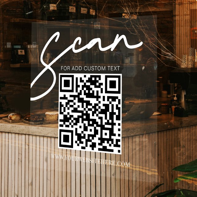 Transparent White Minimalist Business QR Code (Modern white transparent business QR code window decal)