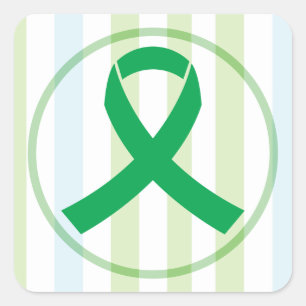 Transplant and Organ Donation Green Ribbon Square Sticker