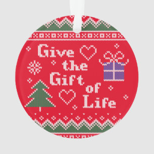 Transplant Donate Life Knitted Christmas Sweater Ornament