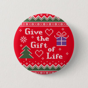 Transplant Gift of Life Knitted Christmas Sweater 6 Cm Round Badge