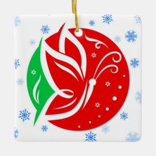 Transplant Recipient Butterfly Christmas Ceramic Ornament