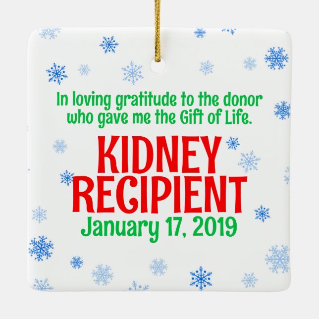 Transplant Recipient Butterfly Christmas Custom Ceramic Ornament (Back)