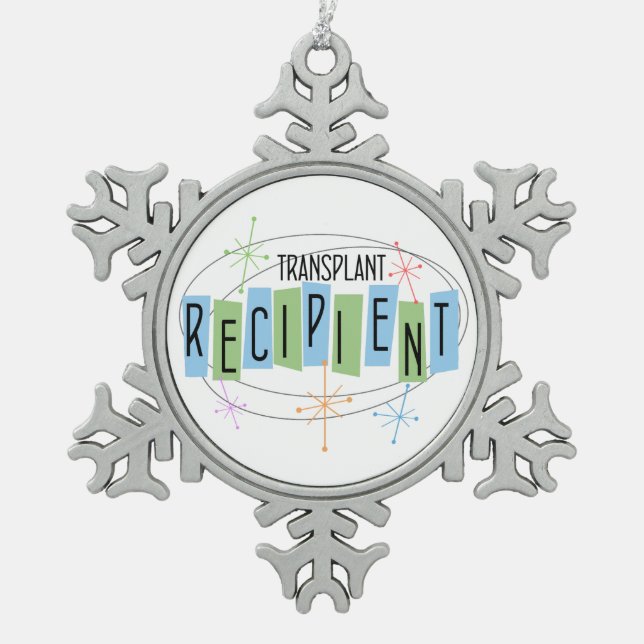 Transplant Recipient Snowflake Pewter Christmas Ornament (Front)