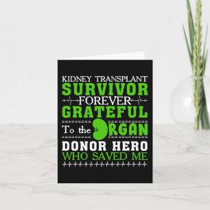 Transplant Survivor Organ Kidney Donor Recipient 1 Card
