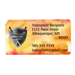 Transplant warrior shield address label