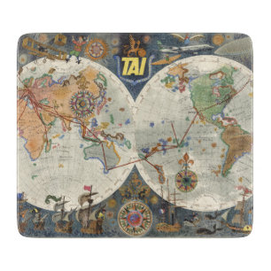 Transport Aeriens Internationaux World Map Cutting Board