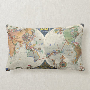 Transport Aeriens Internationaux World Map Lumbar Cushion