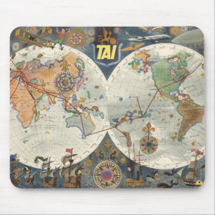 Transport Aeriens Internationaux World Map Mouse Pad