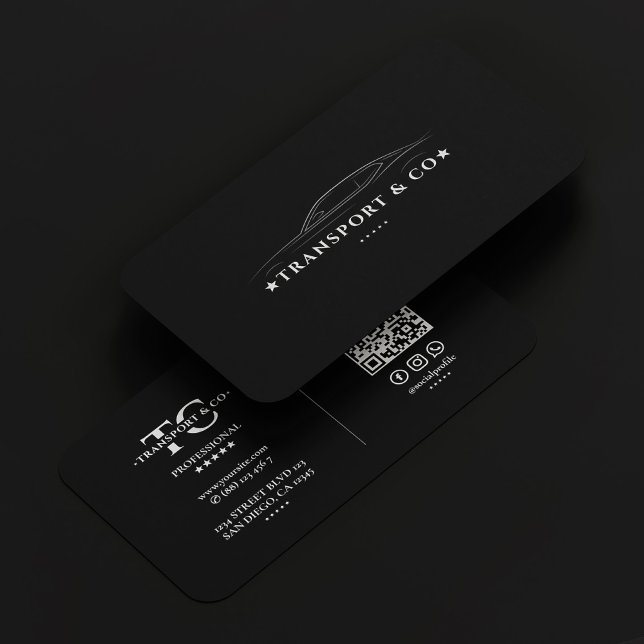 Transport Car Auto Company Elegant Black Silver Business Card (Transport Car Auto Company Elegant Black Silver Business Card
)