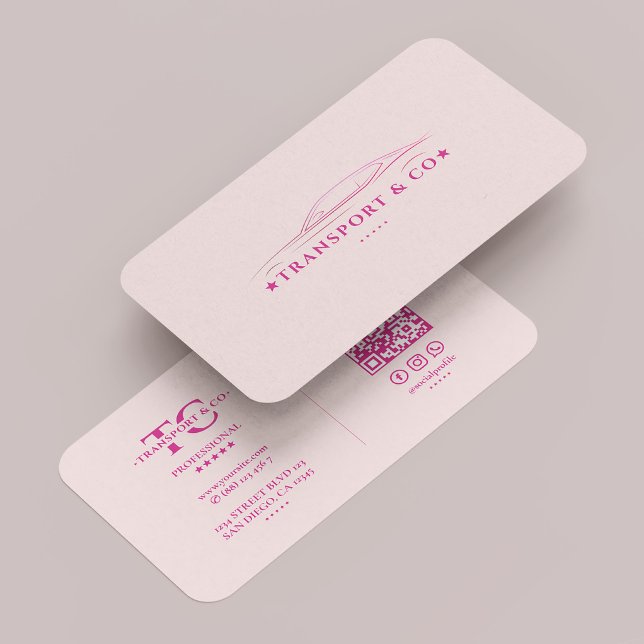 Transport Car Driver Auto Pink Modern  Business Card (Transport Car Driver Auto Pink Modern Business Card
)